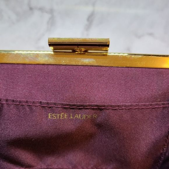 Estee Lauder cosmetic bag clutch burgundy - Picture 2 of 6